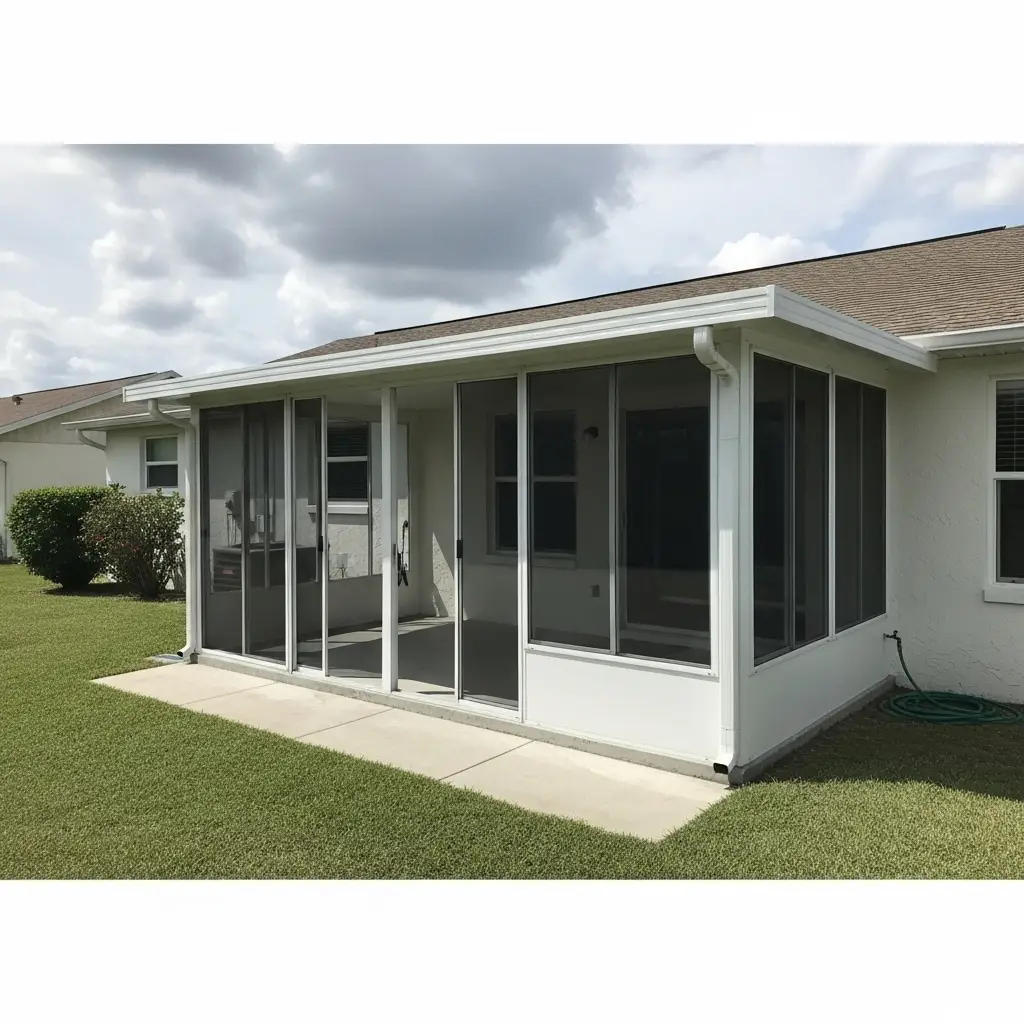 lanai screen repair in Cocoa, FL home with new aluminum framing and panels